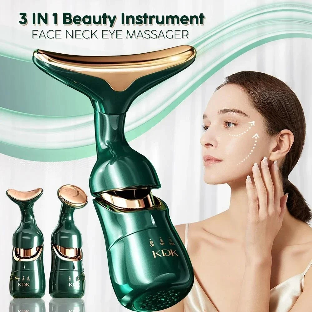 3 in 1 Facial Lifting Device Neck Facial Eye Massage Face Slimmer EMS Beauty Skin Tightening Wrinkle anti Aging Face Massager